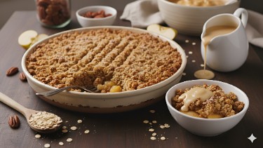 Golden Vegan Apple Crumble Bake