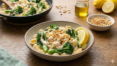 Lemony White Bean Vegan Pasta with Broccoli